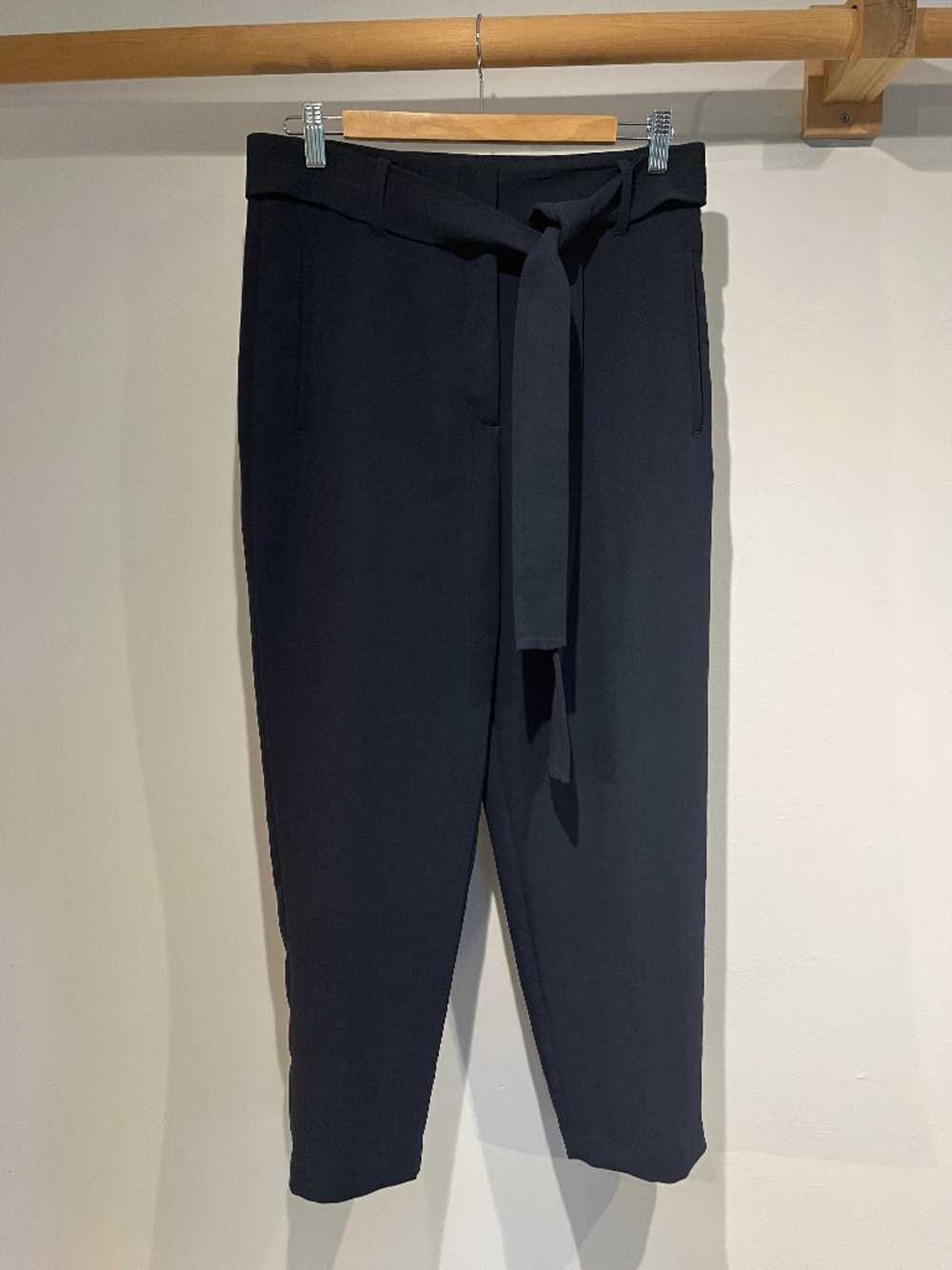 tie-front Japanese crepe blue pants from Aritzia, size 8